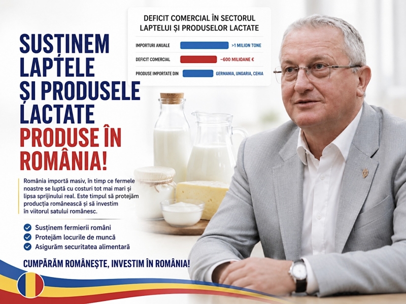 România importă masiv lapte, iar fermierii români cer sprijin real. Deputatul Remus Lăpușan solicită măsuri urgente pentru protejarea producției interne